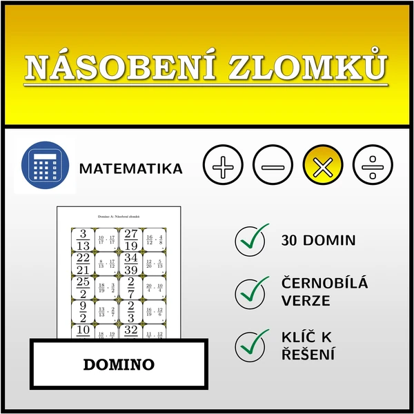 Domino - Násobení zlomků | matematika