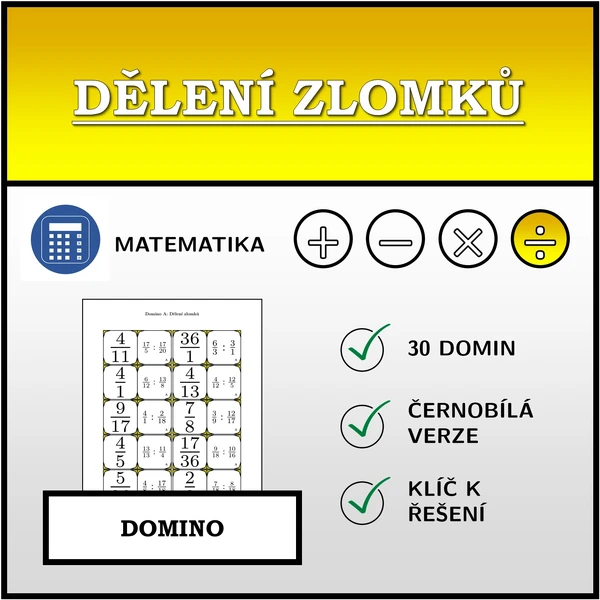 Domino - Dělení zlomků | matematika