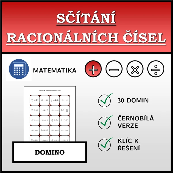 Domino - Sčítání racionálních čísel | matematika