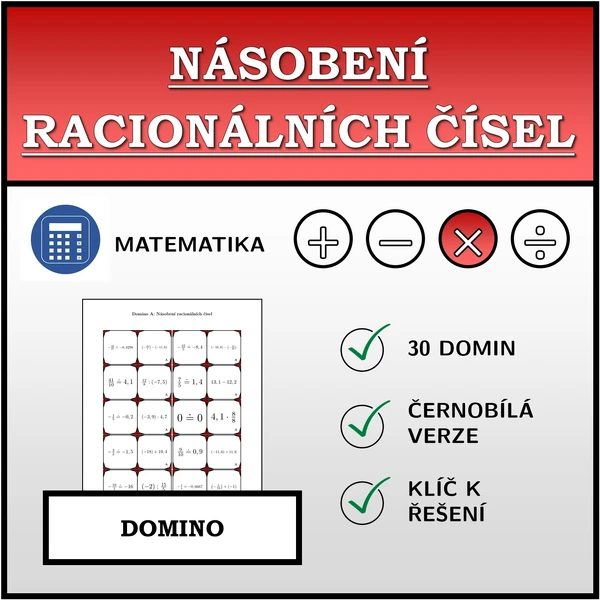 Domino - Násobení racionálních čísel | matematika