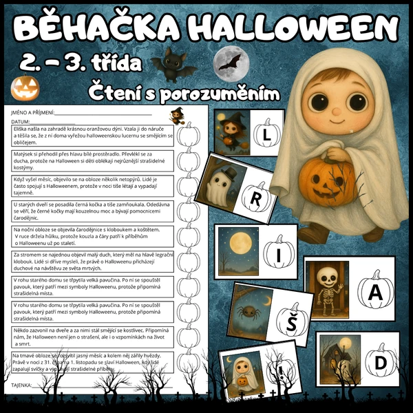 Halloween - BĚHAČKA - čtení s porozuměním 2. - 3. třída