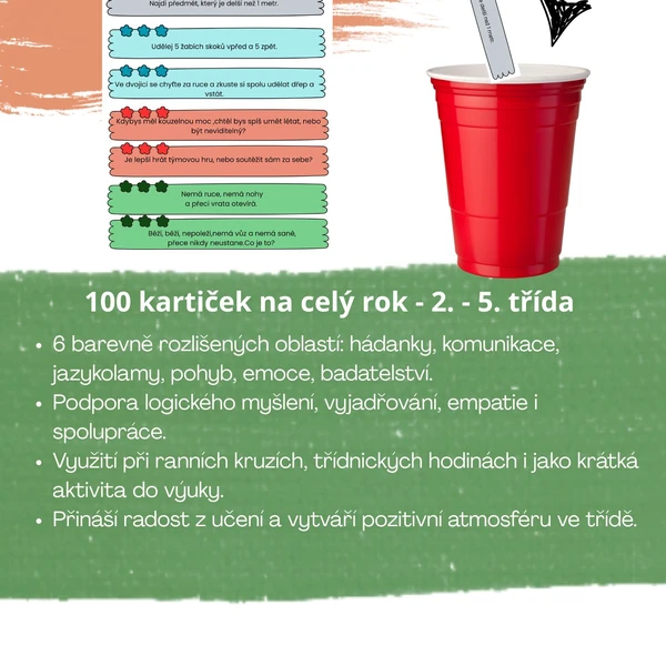 100 kartiček na ranní aktivity od 2. - 5. třídy