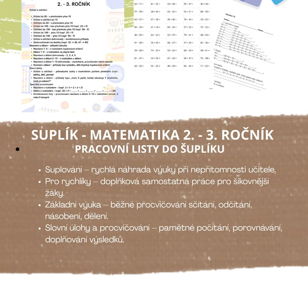 Suplík - suplovací pracovní listy do šuplíku M, 43 pracovních listů