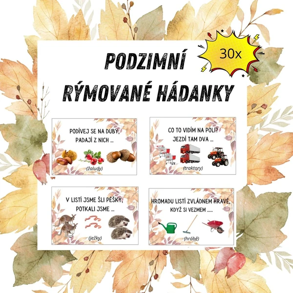 Podzimní rýmované hádanky - jednoduché hádanky pro MŠ