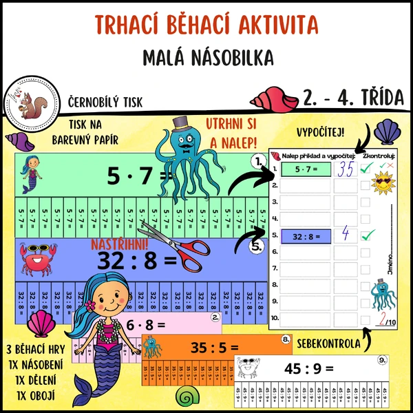 Trhací běhací aktivita - malá násobilka