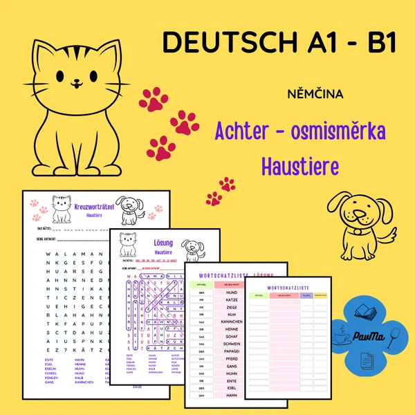 DEUTSCH: Haustiere (domácí zvířata) - OSMISMĚRKA