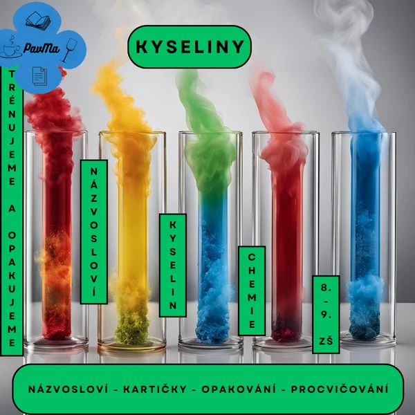 CHEMIE: Kyseliny - testování znalostí (kartičky)