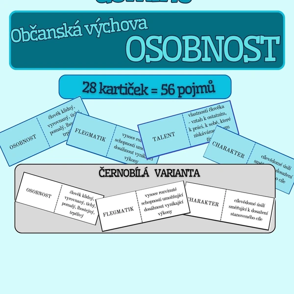 Domino - OSOBNOST ČLOVĚKA (temperament, charakter...) - barevná i čb verze