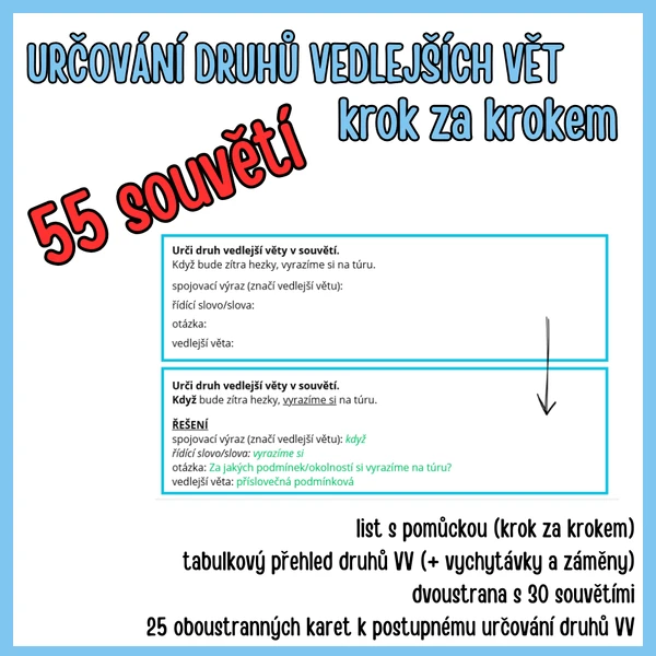 Určování druhů vedlejších vět krok za krokem