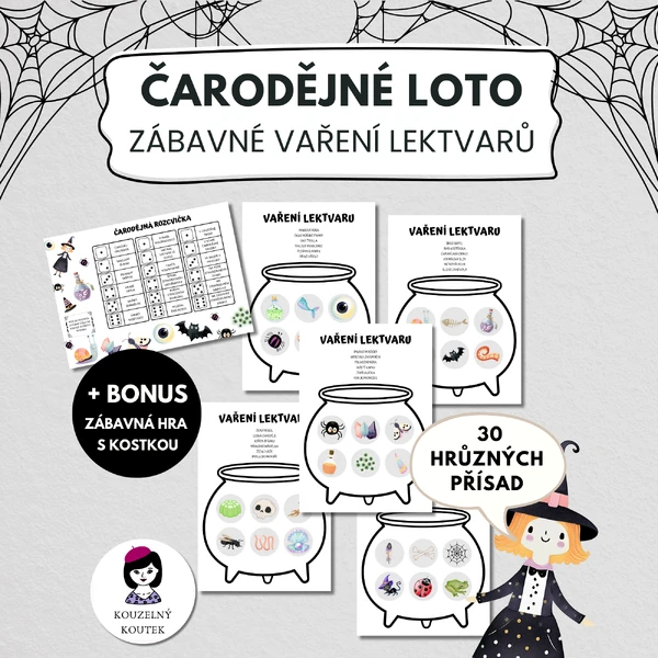 Čarodějné loto - pálení čarodějnic, Halloween, Dušičky, vaření lektvarů a elixírů
