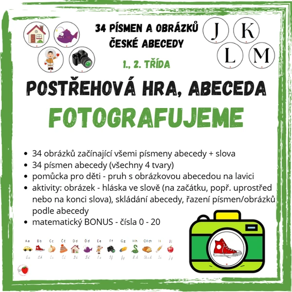 Fotografujeme - postřehová hra, abeceda