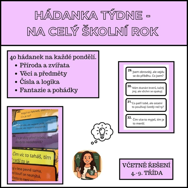 Hádanka týdne - na celý školní rok - 4.-9. třída