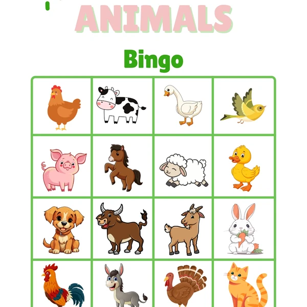 Farm Animals- Bingo 