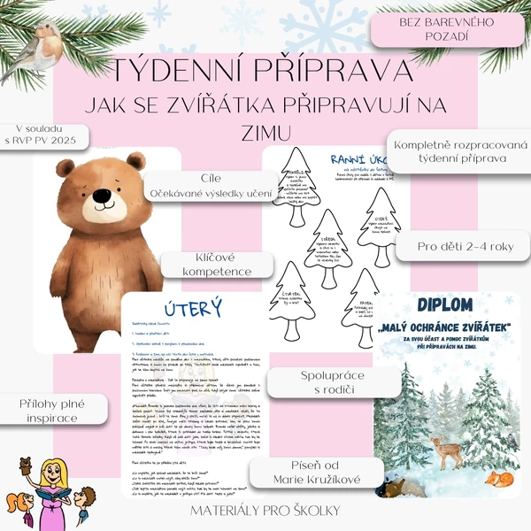 Týdenní příprava - Jak se zvířátka připravují na zimu (bez barevného pozadí)