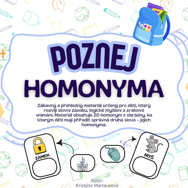 Poznej homonyma - 20 homonym s obrázky