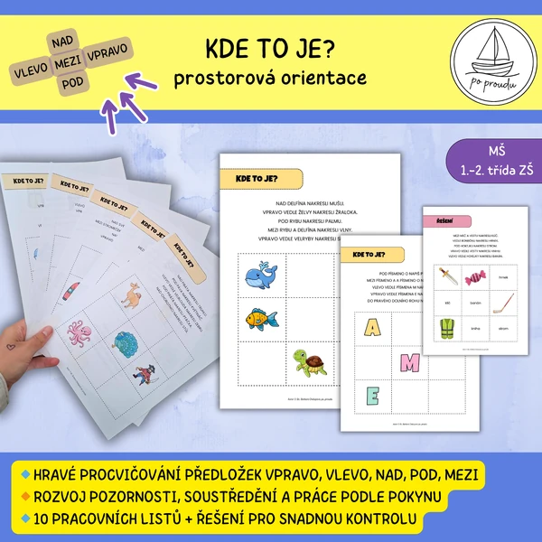 Kde to je? Předložky vpravo, vlevo, pod, nad, mezi