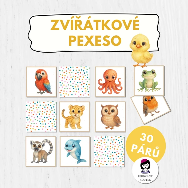 Zvířátkové pexeso | zvířata | zoo | hra pro děti