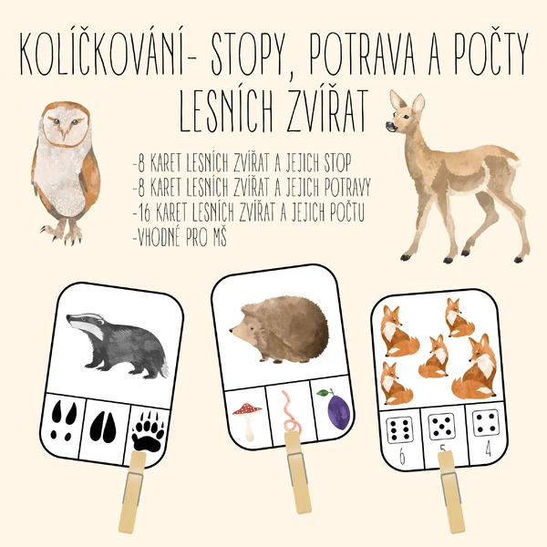 Stopy a potrava lesních zvířat- kolíčkování