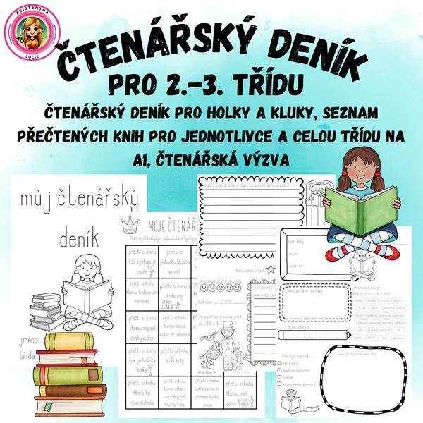 Čtenářský deník pro 2. - 3. třídu, čtenářská výzva, seznam přečtených knih