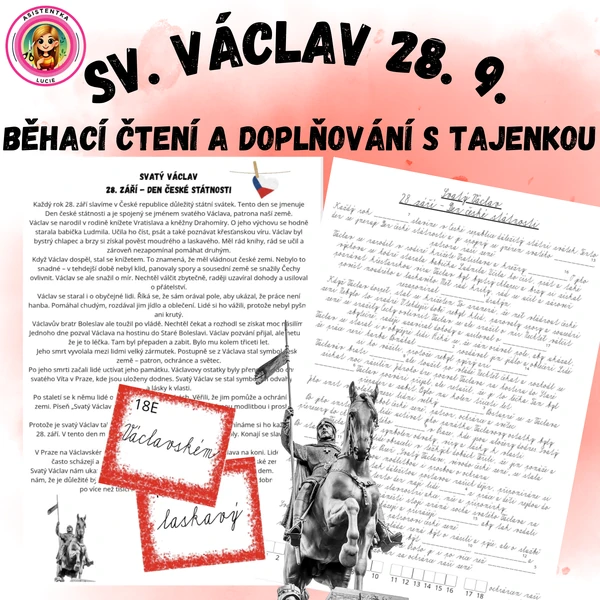Svatý Václav 28. září - běhací čtení a doplňovačka s tajenkou