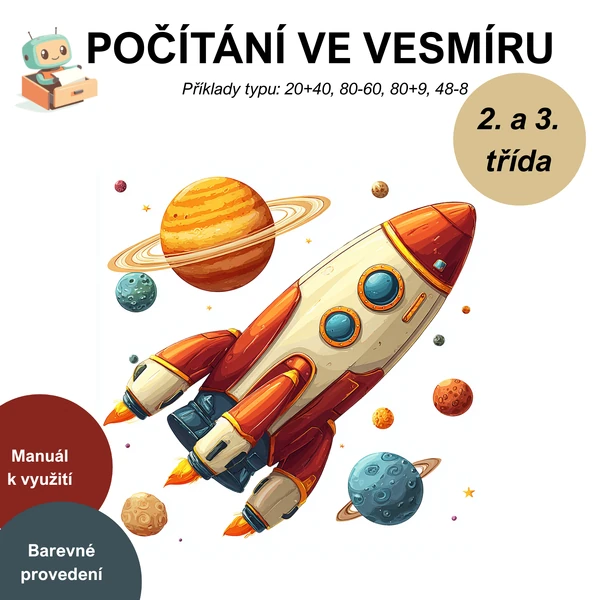 POČÍTÁNÍ VE VESMÍRU. (příklady typu 20+40, 80-60, 80+9, 48-8)