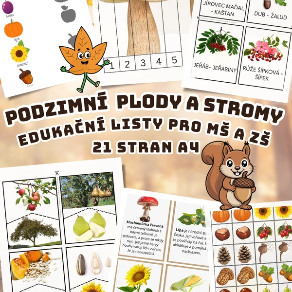 PODZIMNÍ PLODY A STROMY - edukační listy pro MŠ a ZŠ