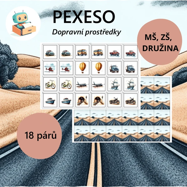 Pexeso - Dopravní prostředky