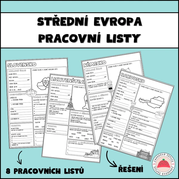 Střední Evropa - pracovní listy