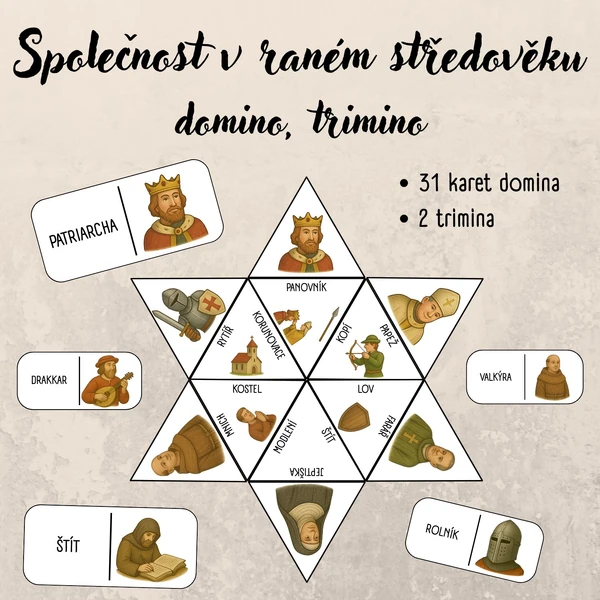 Společnost v raném středověku - domino, trimino
