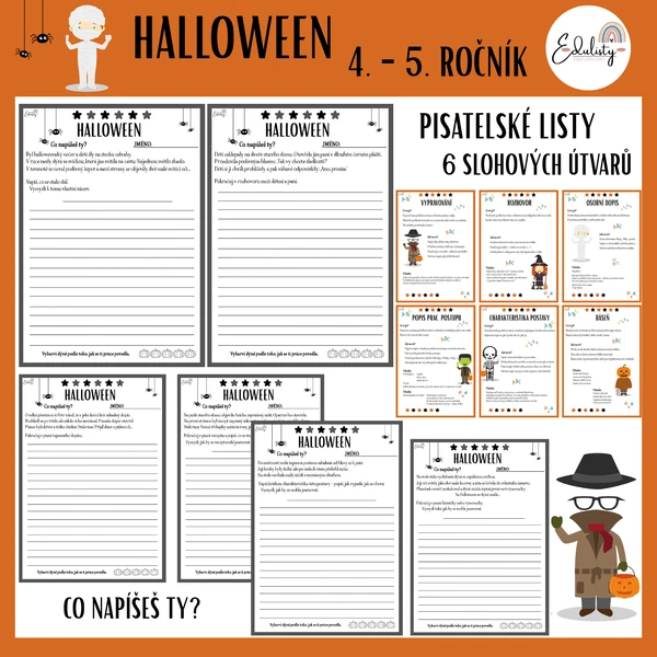 Halloween – Pisatelské listy (6 slohových útvarů)