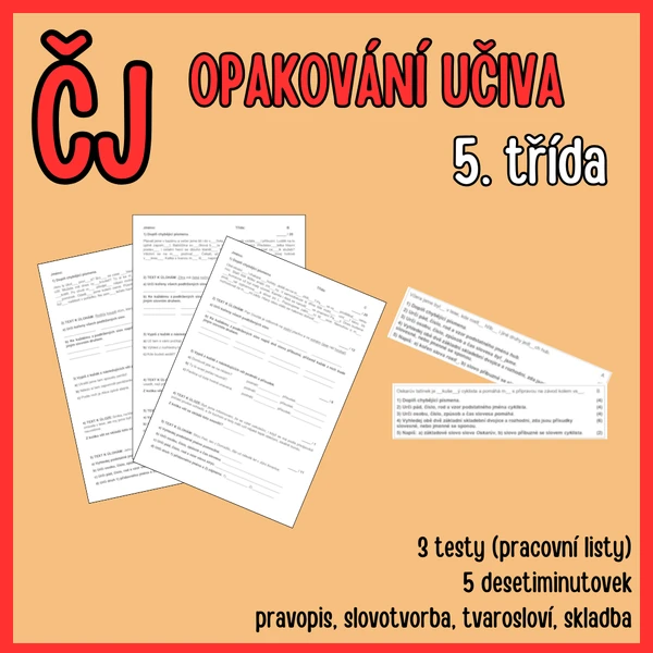 ČJ: Opakování z 5. třídy (testy a desetiminutovky)