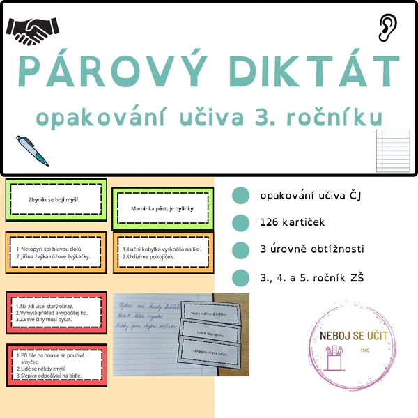 Párový diktát - opakování učiva 3. ročníku