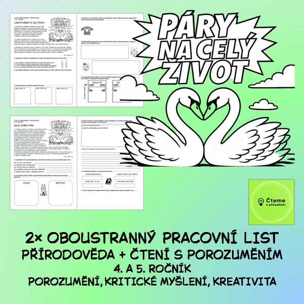 Páry na celý život - 2× oboustranný pracovní list, čtení s porozuměním