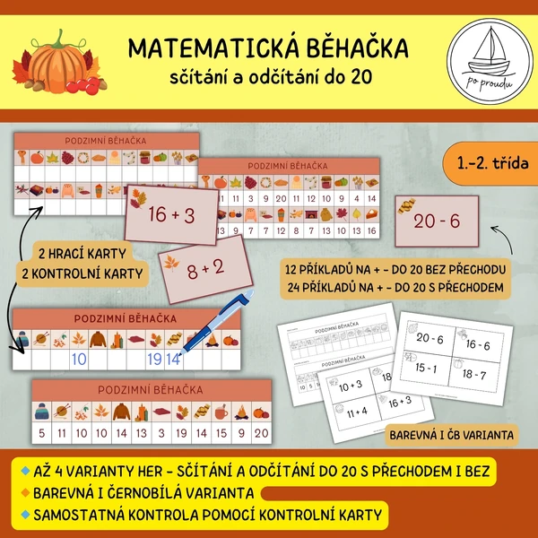 Podzimní matematická běhačka - sčítání a odčítání do 20