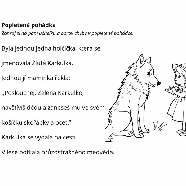 Popletená Červená Karkulka (čtení s porozuměním)