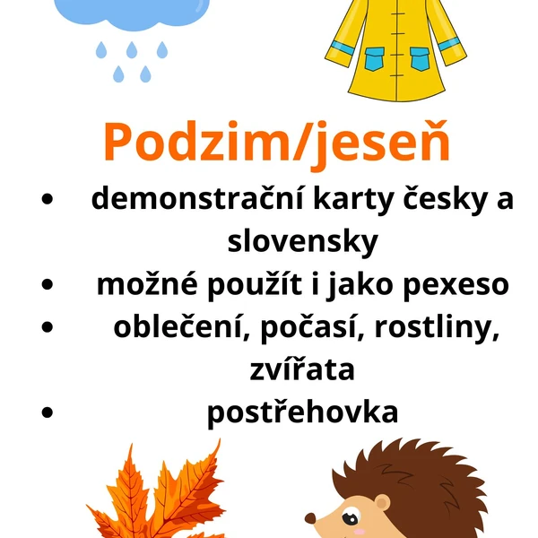 Podzim/Jeseň - demonstrační karty/postřehovka pro nejmenší