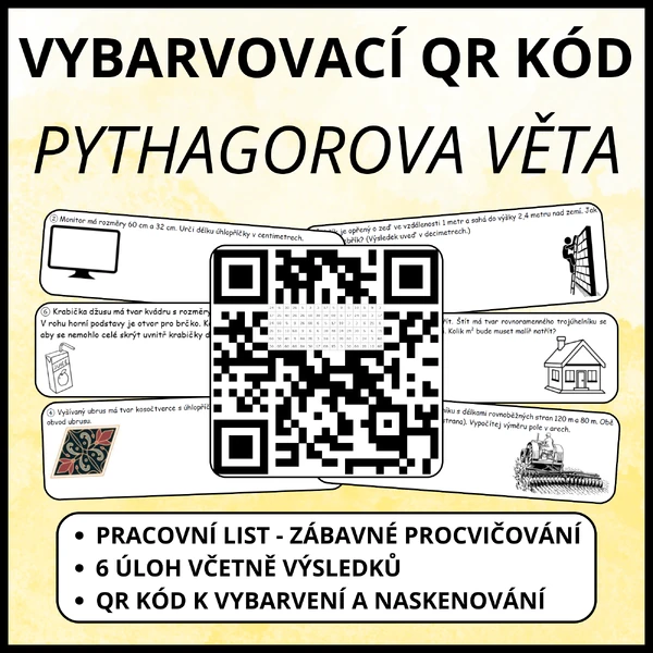 Pythagorova věta - Vybarvovací QR kód