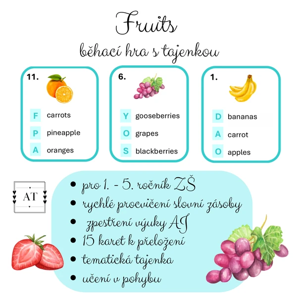 Fruits - běhací hra s tajenkou