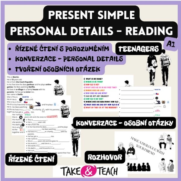 PRESENT SIMPLE - ČTENÍ S POROZUMĚNÍM -PERSONAL DETAILS 
