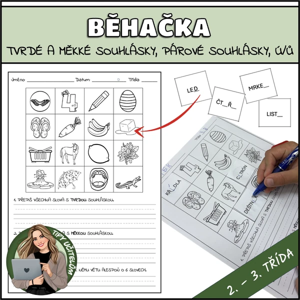 Běhačka - tvrdé a měkké souhlásky, párové souhlásky, ú/ů