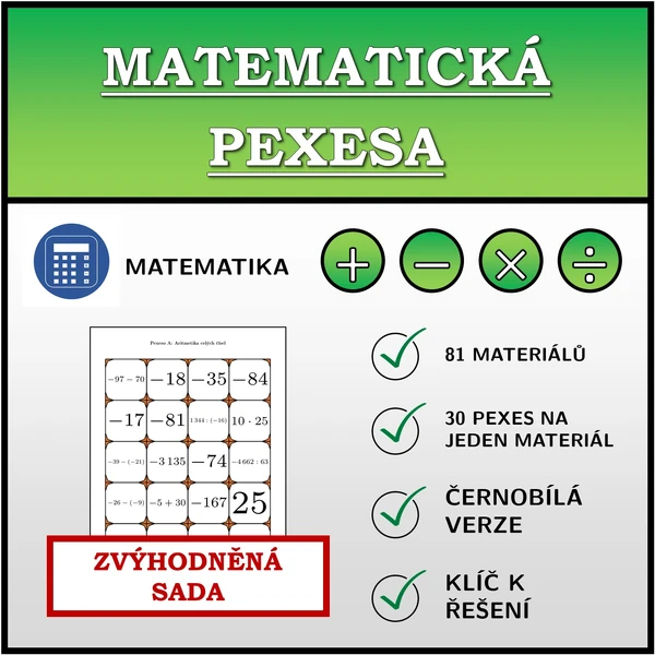 Matematická Pexesa | Pexeso | Zvýhodněná sada