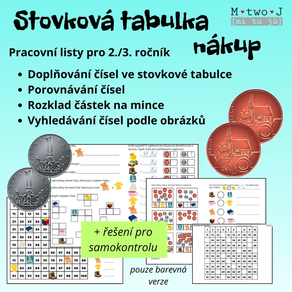 Stovková tabulka - nákup (finanční gramotnost)