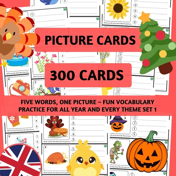 Five words, one picture – vocabulary, writing, speaking practice SET 1