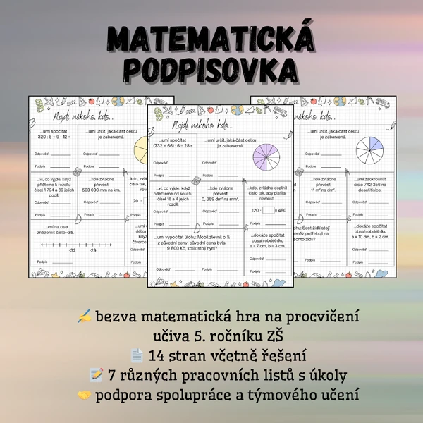 Matematická podpisovka 5. tř.