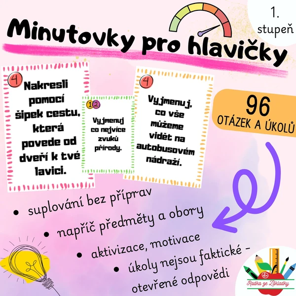 Minutovky pro hlavičky - minutové otázky a úkoly do hodin