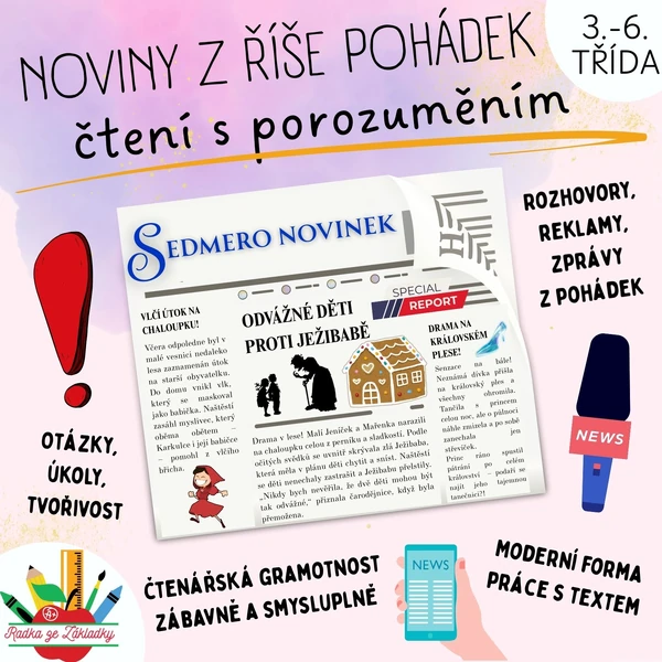 Noviny z říše pohádek – čtení s porozuměním (čtenářská gramotnost)