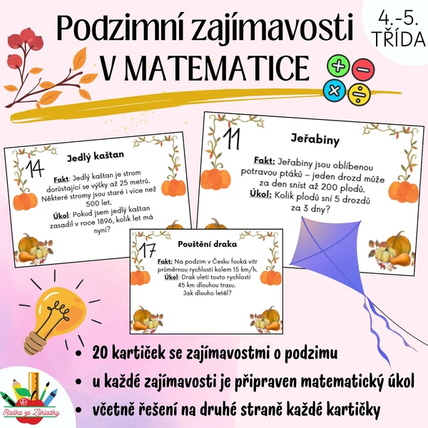 Podzimní zajímavosti v matematice - slovní úlohy