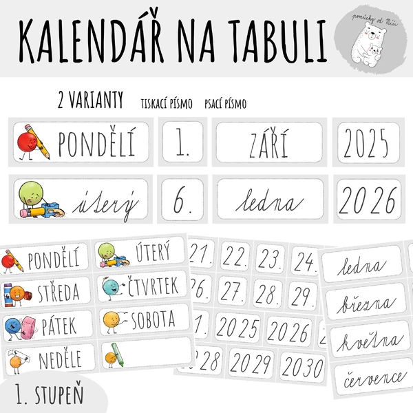 Kalendář na tabuli 