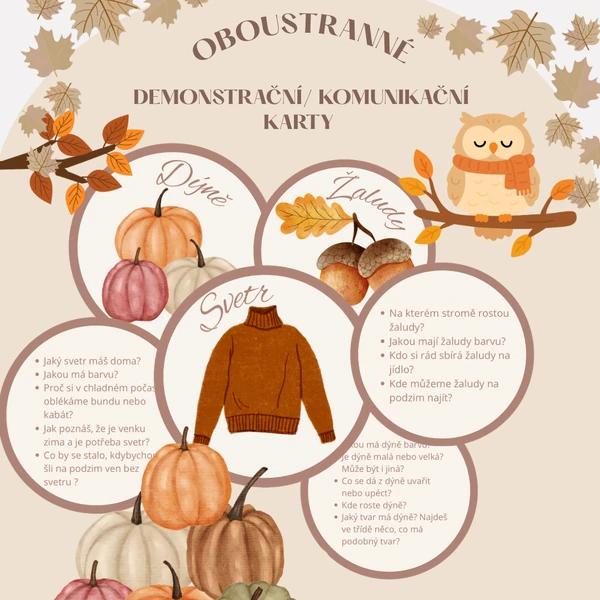 PODZIMNÍ OBOUSTRANNÉ DEMONSTRAČNÍ/ KOMUNIKAČNÍ KARTY🍂🐻