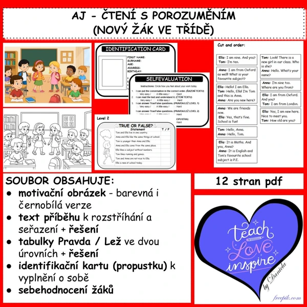 AJ - ČTENÍ S POROZUMĚNÍM (NOVÝ ŽÁK VE TŘÍDĚ)